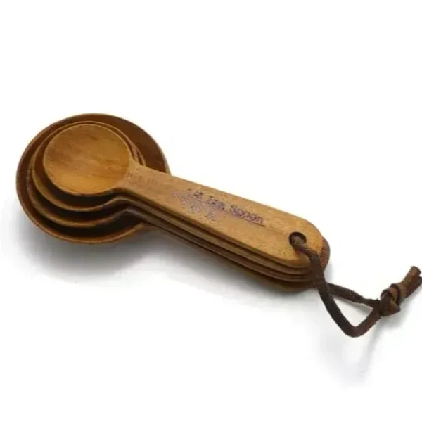 Wooden Measuring Spoon Set Teak Wood - brown
