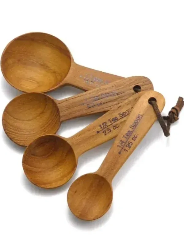 Wooden Measuring Spoon Set Teak Wood - brown