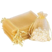 Potli for Gift Wedding Jewelry Packaging - 13CM X 18CM, GLODEN & PINK