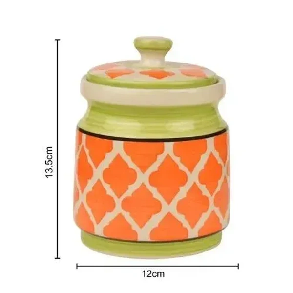 Ceramic Jars with Lid Multipurpose Barni - 1000 mL, Green