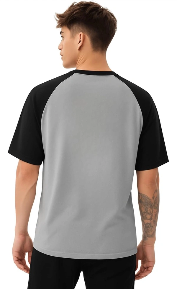 MORION LEOTUDE Men Polycotton Classy Look Dri-Fit Round Neck Half Sleeve Tshirt| Colorful Oversized Fit T-Shirt for Mans - Silver, M