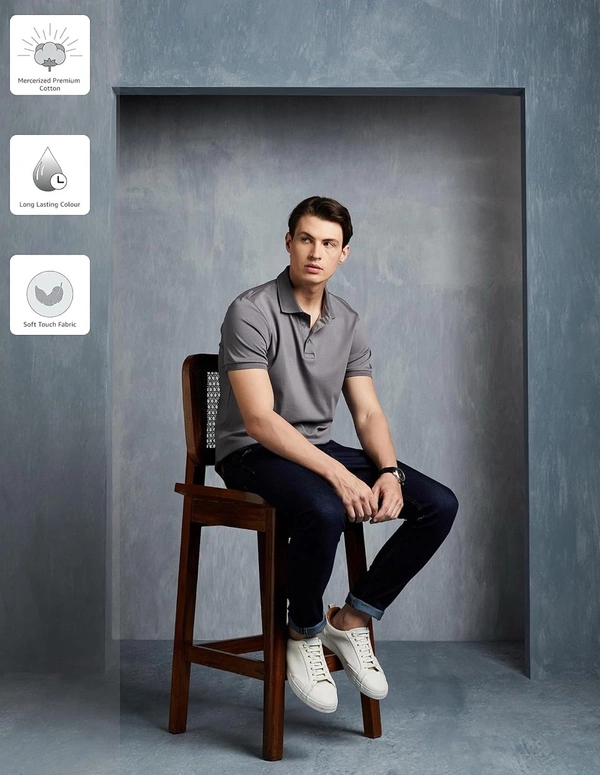 MORION Symbol Premium Men's Solid Super Soft Classic Polo T-Shirt: Regular Fit - M, Nobel