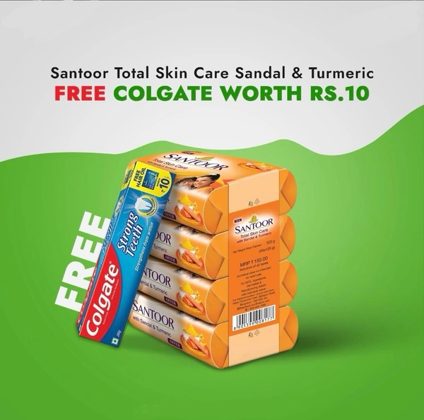 Santoor Lime & Aloe 100g x 4 + Colgate Free 17g
