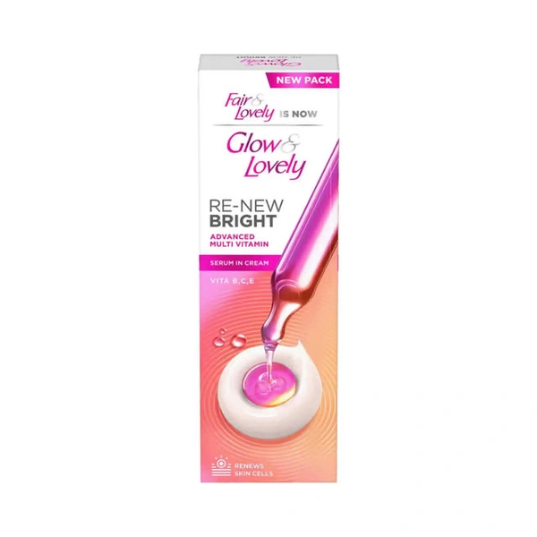 Glow and Lovely Renew Bright Multivitamin Serum in Cream | Vitamins B,C and E | Renews Skin cells |Bright and Healthy Skin | Clinically proven formula is dermatologically tested - 25 g