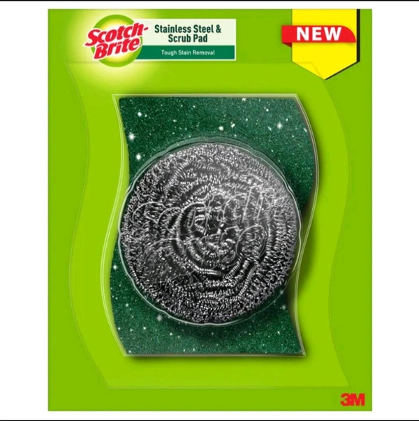 Scotch-Brite 1 Stainless Steel Scrubber (12g) and 1 Scrub pad Combo