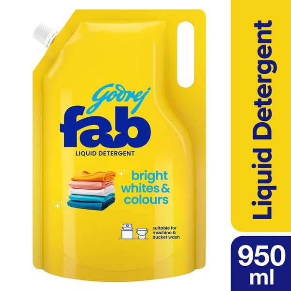 Godrej Fab Liquid Detergent Refill Pouch for Machine - 950 ml