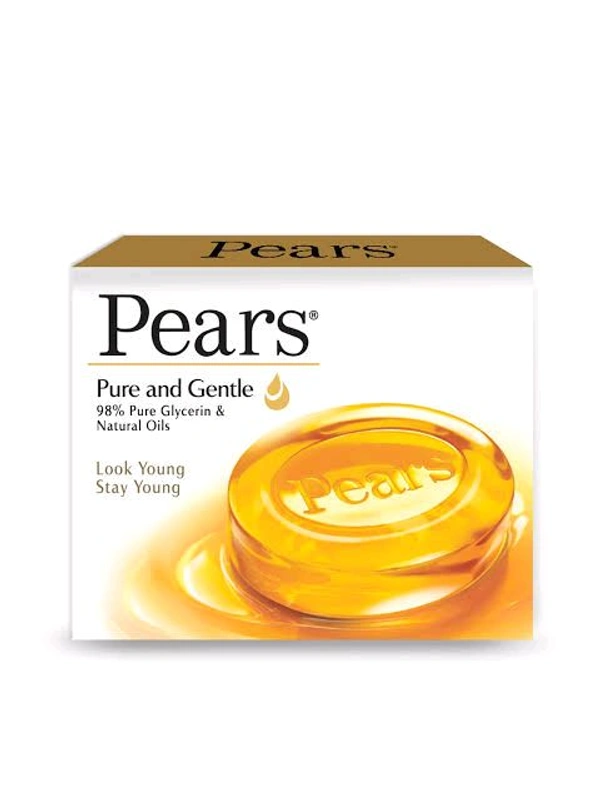 Pears Pure & Gentle Soap Bar  - With Glycerin for Soft, Glowing Skin & Body, Paraben-Free Body Soaps For Bath Ideal for Men & Women - 60 g