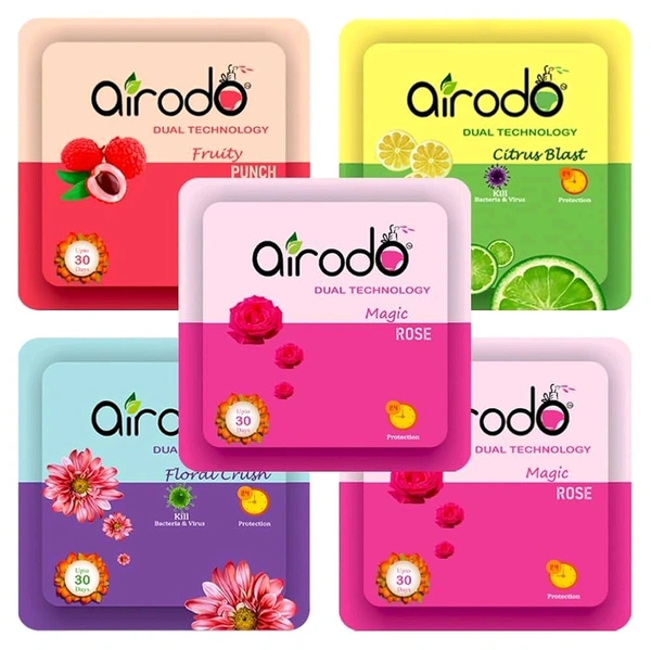 AIRODO AirFreshener Power Pocket Gel For Bathroom and Toilet, Fragrance Booster, Lasts Upto 30 Days Assorted Mix Scents Fruit Citrus Blast Floral 10 ml
