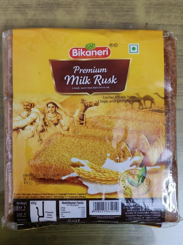 Bikaneri Premium Milk Toast 400gms Rusk