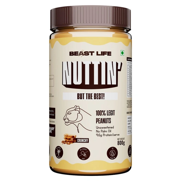 Beast Life Nuttin Peanut Butter Crunchy Unsweetened 800gms