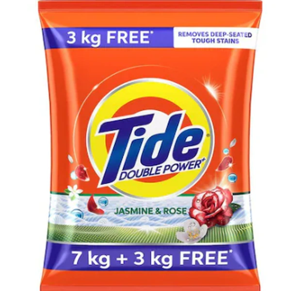 Tide Double Power Jasmine & Rose Detergent Powder 7kg+3kg FREE