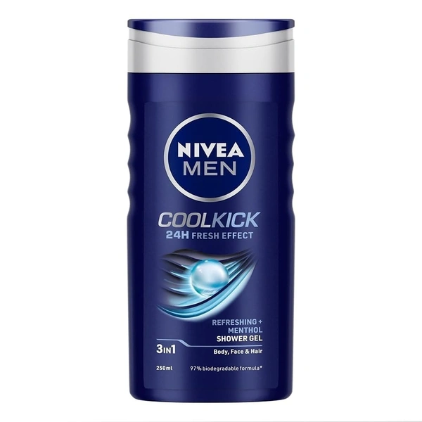 Nivea Men Cool Kick Body+Hair+Face Wash 250ml