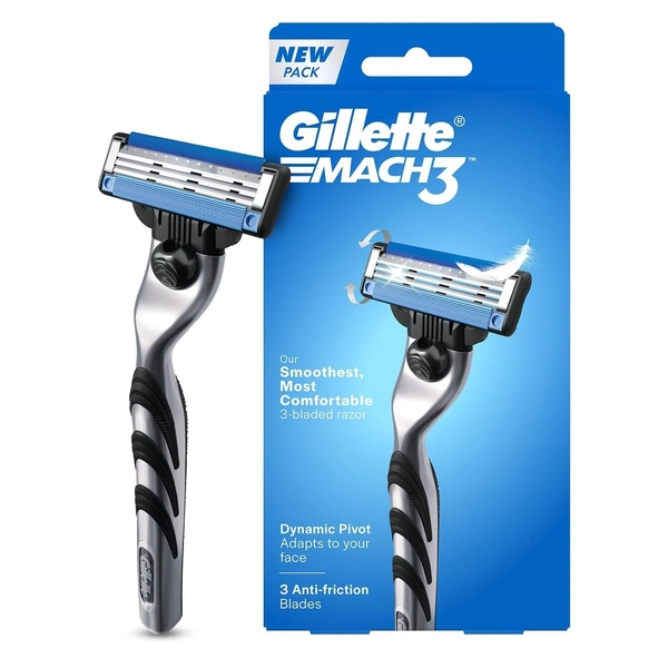 Gillette Mach3 Razor With Cartidge Advanced Triple-Blade Razor For Effortless, Smooth And Clean Shave