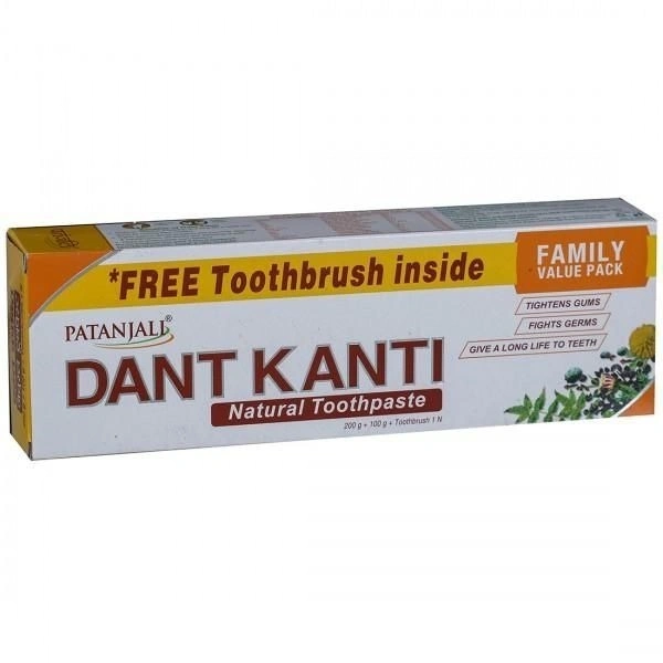 Patanjali Dant Kanti Natural Toothpaste 200gms+ Toothbrush Worth 10/- FREE