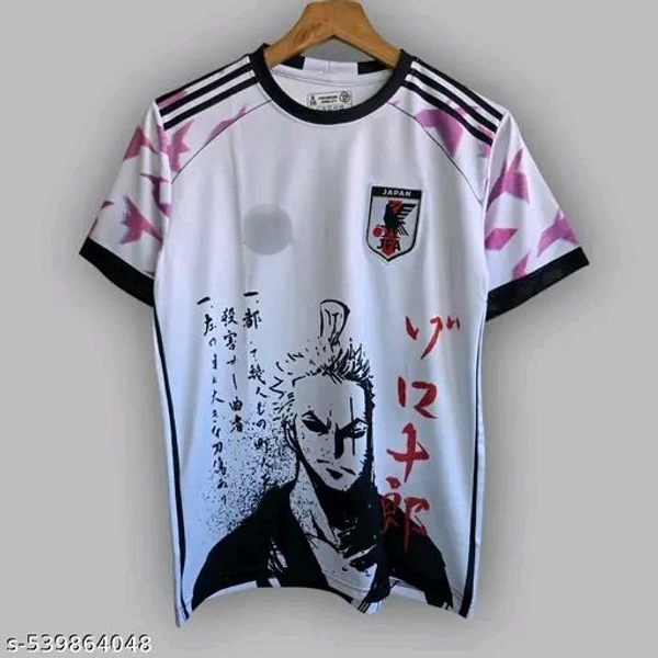 "Fuse football with anime in this Japan jersey featuring Zoro from One Piece. Bold graphics, premium fabric, and a unique tribute to both samurai spirit and soccer passion. Perfect for anime lovers and fans alike. COD & pan-India delivery!" - Black, M