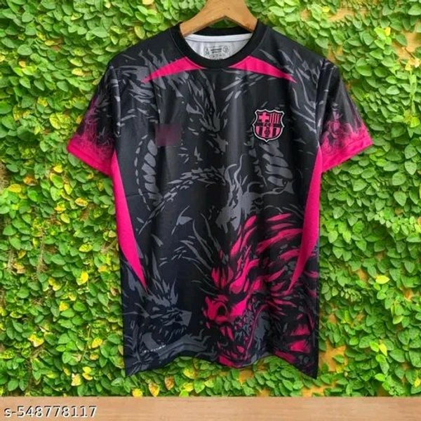 "Roar with the might of dragons in this fierce Barcelona jersey. Featuring a bold dragon design in black and pink, it's the ultimate mix of streetwear and football pride. Lightweight, breathable, and ready to ship with COD across India!" - Black, XXL