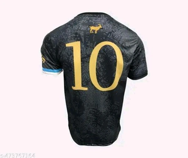 Messi Black Argentina Edition Jersey
Sleek black jersey with gold detailing, inspired by Argentina’s World Cup victory. Features Messi’s iconic number 10, a golden GOAT symbol, and subtle pattern prints. Stylish, breathable & made for true fans. - Black, XXL