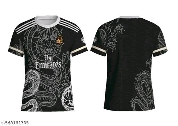 Real Madrid Dragon Edition Jersey
Bold black jersey featuring an intricate dragon design with Real Madrid's iconic crest and Fly Emirates branding. A unique blend of tradition and power—perfect for fans who want to stand out in style. - Black, M