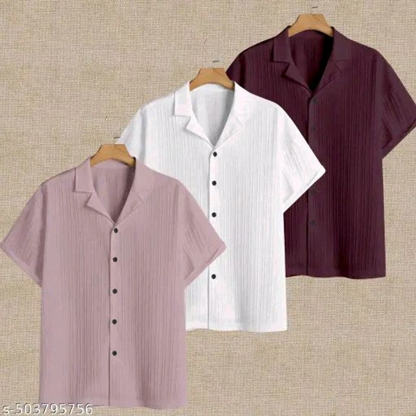 Old Money Aesthetic Half Sleeve Shirt. Set Of 3 - White, S