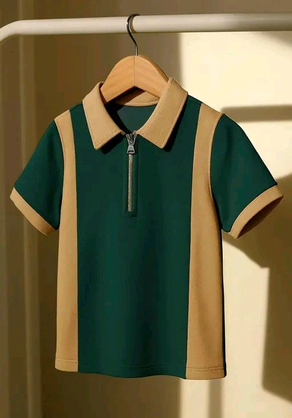 Classy Premium Zipper Polo Tees - Pine Green, L