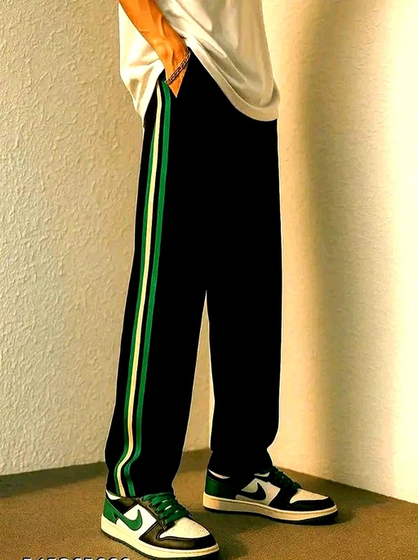 Striped Streetwear Joggers  - Black, L