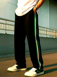 Striped Streetwear Joggers  - Black, L