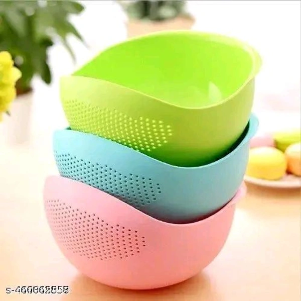 Multi-Purpose Strainer or Washer Bowl for Rice Fruits - green