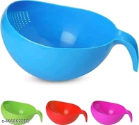 Multi-Purpose Strainer or Washer Bowl for Rice Fruits - green