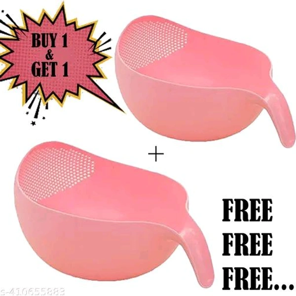 Multi-Purpose Strainer or Washer Bowl for Rice Fruits - pink