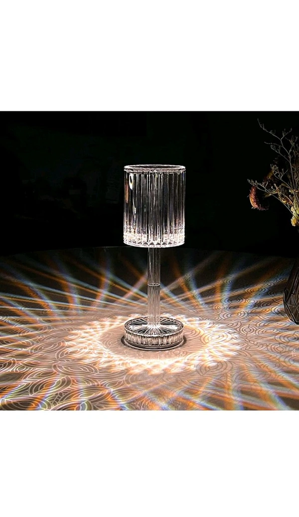Rose Diamond Crystal Table Lamp – Rechargeable LED Night Light (Gold, 12cm)