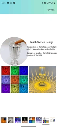 Rose Diamond Crystal Table Lamp – Rechargeable LED Night Light (Gold, 12cm)