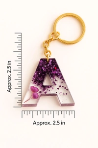 🎁 Custom Letter Keychain – A to Z (Handmade Resin with Glitter Flower)