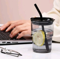 MEXONIC Premium Glass Sipper with Leather Grip & Straw – 300ml - MULTI-COLOUR, 450ml