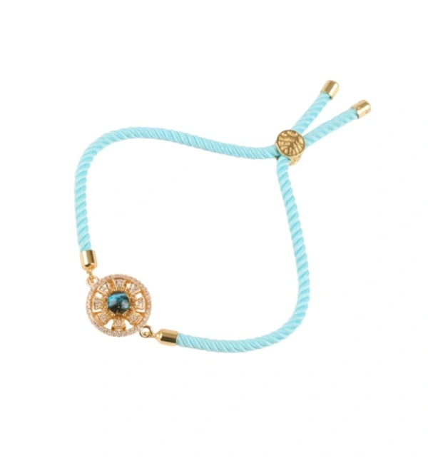 QuickPickDelhi A.D. Studded Bracelet Rakhi (Light Blue) By Shree Rakhi - Regent St Blue, 8×8×1.9