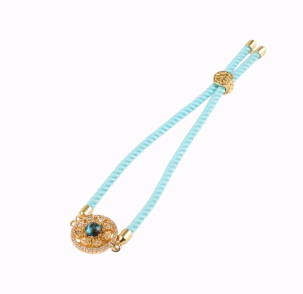 QuickPickDelhi A.D. Studded Bracelet Rakhi (Light Blue) By Shree Rakhi - Regent St Blue, 8×8×1.9