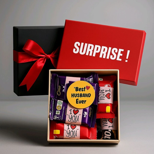 QuickPickDelhi 🎁 "Best Husband Surprise Chocolate Gift Box – Premium Cadbury & KitKat Combo (11 Items)"