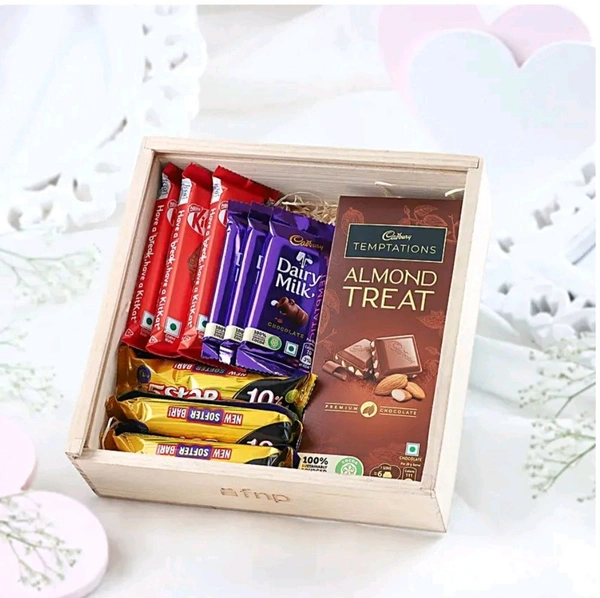 QuickPickDelhi Deluxe Chocolate Gift Hamper – Premium Treats in Wooden Box