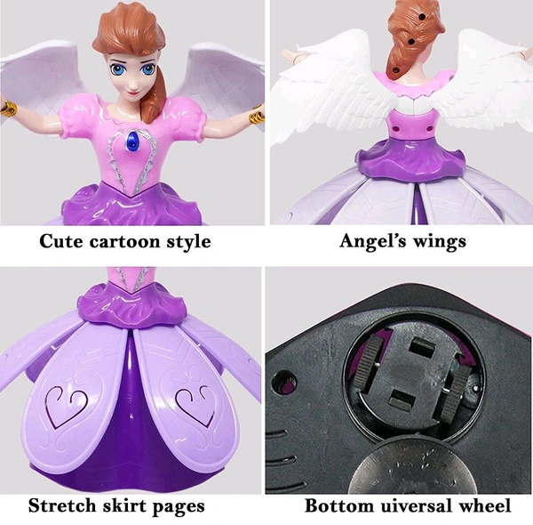 QuickPickDelhi EUPHORIA 360° Angel Girl Rotating Musical Toy with Lights & Bump-and-Go Action - 22×22×23