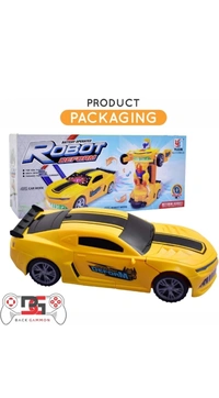 Transformer Robot Sports Car Toy – Lights, Music & Auto Deform - L 15 x B 9 x H 18 cm