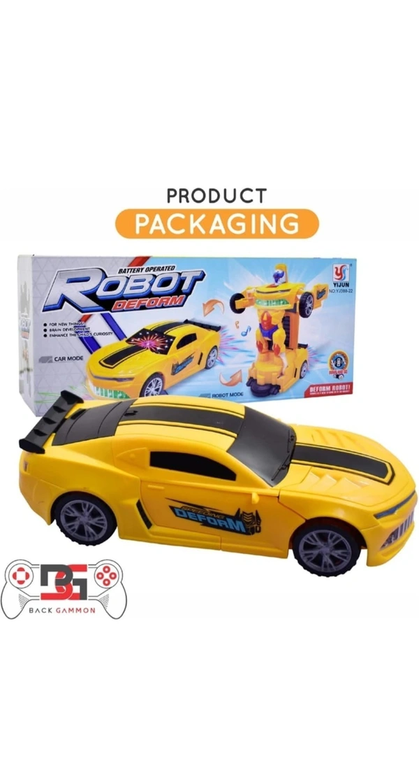 Transformer Robot Sports Car Toy – Lights, Music & Auto Deform - L 15 x B 9 x H 18 cm