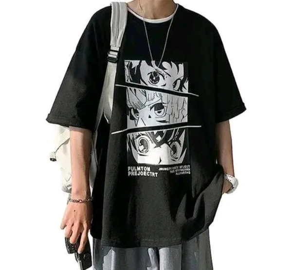 ZENTOR ShadowSight Graphic Monochrome Anime Gaze T-Shirt  - M
