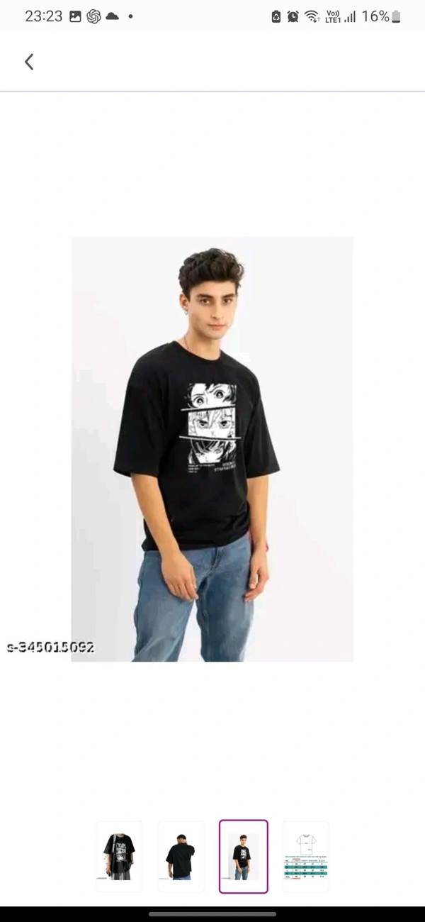 ZENTOR ShadowSight Graphic Monochrome Anime Gaze T-Shirt  - M