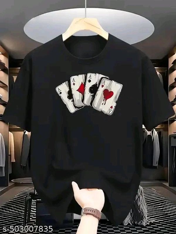 Zentor Cards Printed Men's Oversized T Shirt  - S, Black