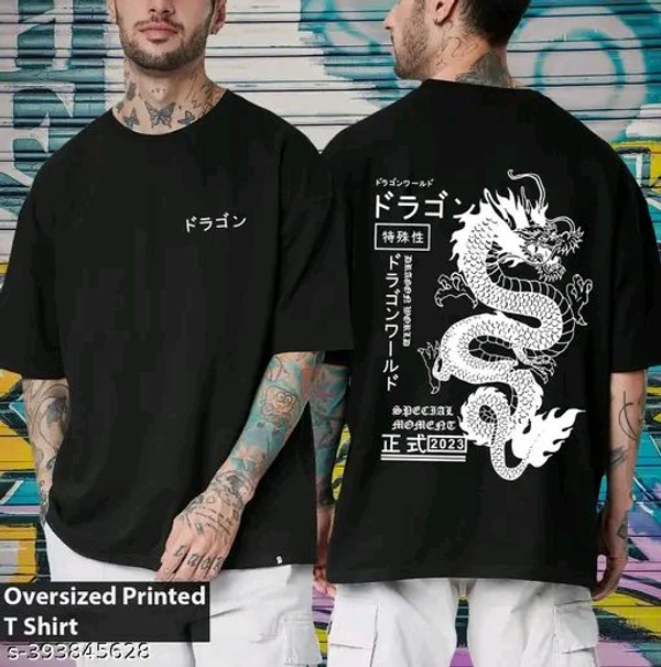 ZENTOR  Manlino mens black cotton graphic printed oversized t shirt. - L