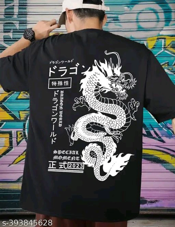 ZENTOR  Manlino mens black cotton graphic printed oversized t shirt. - XL