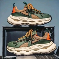 ZENTOR  Men Men's Stylish All-Season Chunky Sneakers - Comfortable, Breathable Mesh & PU Design, Non-Slip Rubber Sole, Low-Top Lace-Up Shoes for Hiking, Casual Wear, and Outdoor Activities - Clover, IND-9