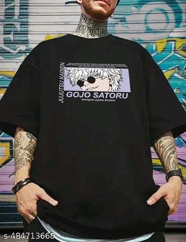 ZENTOR  GOJO Printed Oversized Men's Stylish T Shirt  - L