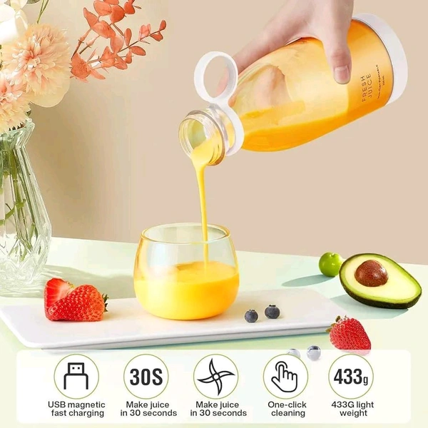 Rechargeable Portable Electric Mini USB Juicer Bottle  - White