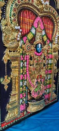 Lord Venkateshvara Traditional Tanjore Painting - Original - 2x3