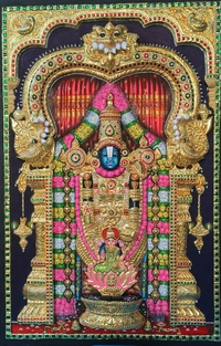 Lord Venkateshvara Traditional Tanjore Painting - Original - 2x3